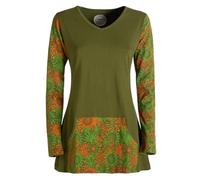 Vishes Longshirt Damen Langarm Tunika Mandala Print Baumwolle - Alternative Mode Olive 42