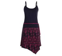 Vishes Sommerkleid Asymmetrisch Bedruckt Geflochtener Gürtel Baumwolle - Alternative Mode schwarz-dunkelrot 40