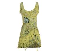 Vishes Sommerkleid Damen Ärmellos Bedruckt Rüschen Raffung Baumwolle - Alternative Mode hellgrün 42
