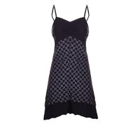 Vishes Sommerkleid Damen Babydoll Spaghettiträger Bedruckt Baumwolle - Alternative Mode schwarz 46-48