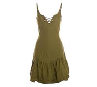 Vishes Trägerkleid Damen Verstellbar Schnürung Raffrock Jersey - Alternative Mode Olive 38-40