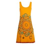 Vishes Trägerkleid Hippie Sommerkleid Mandala Print Baumwolle - Alternative Mode gelb 38