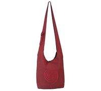 Vishes - Umhängetasche aus langlebiger, handgewebter Baumwolle mit aufgestickter Spirale - Unisex dunkelrot