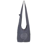 Vishes - Umhängetasche aus langlebiger, handgewebter Baumwolle mit aufgestickter Spirale - Unisex grau