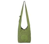 Vishes - Umhängetasche aus langlebiger, handgewebter Baumwolle mit aufgestickter Spirale - Unisex hellgrün