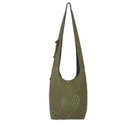 Vishes - Umhängetasche aus langlebiger, handgewebter Baumwolle mit aufgestickter Spirale - Unisex Olive