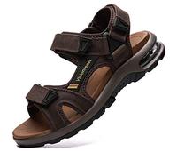 visionreast Sportliche Herren-Sandalen, offene Zehen, Wandern, Outdoor, rutschfest, Luftkissen, Sport, Freizeit, Strandsandalen, A_red Brown, 44.5 EU