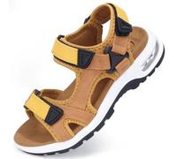 visionreast Sportliche Herren-Sandalen, offene Zehen, Wandern, Outdoor, rutschfest, Luftkissen, Sport, Freizeit, Strandsandalen, O_brown and Yellow, 42.5 EU