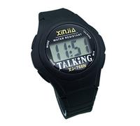 VISIONU Sprechende Armbanduhr, digital, Schwarz, mit Alarm, Anzeige der Uhrzeit auf Französisch, für Blinde und Menschen mit Sehbehinderung, FR-768TF, Riemen