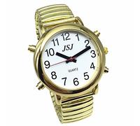 VISIONU Sprechende Uhr mit Ton auf Italienisch mit Wecker und Stundenbericht für ältere Menschen und Blinde, Farbe Gold, Weiß, Armband