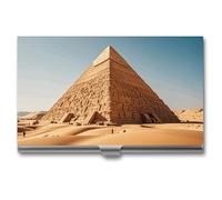 Visitenkartenetui aus Metall, Motiv: Ägyptische Pyramide in Wüste, schlank, tragbar, Visitenkartenetui, Visitenkarten-Organizer, Kreditkartenetui, mehrere Kartenetuis für Männer und Frauen, Reisen,
