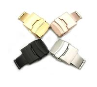 VISIYUBL 16mm 18mm 20mm 22mm 24mm Edelstahl Solide Doppel Druckknopf Faltuhr Schnalle Schmetterling Faltschließe Uhrenzubehör(Rose Gold,24mm)