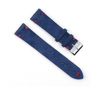 VISIYUBL Leder Vintage Uhrenbänder Blaue Uhrenbänder Ersatzgurt for Uhren Zubehör 18mm 20mm 22mm 24mm(RoyalBlue-Red Line,20mm)