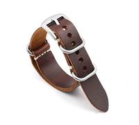 VISIYUBL NATO Strap Leder Armband 20mm 22mm 24mm Vintage Armband for Männer Frauen Armbänder Watch Ersatz(Red brown-S buckle,24mm)