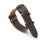 VISIYUBL NATO Strap Leder Armband 20mm 22mm 24mm Vintage Armband for Männer Frauen Armbänder Watch Ersatz(Dark coffee-B buckle,22mm)