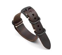 VISIYUBL NATO Strap Leder Armband 20mm 22mm 24mm Vintage Armband for Männer Frauen Armbänder Watch Ersatz(Dark brown-B buckle,22mm)