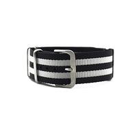 VISIYUBL Zulu Nylon NATO Watch Strap 20mm 22mm Uhrenband Fit for James Bond 007 Design Schwarz/Rot/Grün Uhrenband Verwenden Sie Hautfreundliches Material(Black white,20mm)