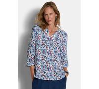 Schlupfbluse GOLDNER "Viskosebluse mit floralem Muster", Damen, Gr. 44, blau, gemustert, Obermaterial: 100% Viskose CV., figurumspielend, Blusen Schlupfbluse, figurschmeichelnder Schnitt (86846546-44)