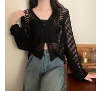 Viskose Mix Cardigan Weich Dehnbar Büro Sommer(Black XL) | Weicher Viskose-Mix, dehnbarer Stoff, luxuriöses Hautgefühl, ideal für warme Tage, Büro und Freizeit