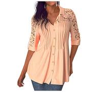 Viskose Shirt Damen More and More Damen Bluse Bluse Oversize Damen Damen Sweatshirt Festliche Blusen Damen Zur Hochzeit Oberteil Damen Sommer Strickpullover Damen Tanktop Damen Locker(1-Orange, 3XL)