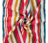 Viskosestoff - Retro Streifen, Rot/Blau/Senf/Rosa als Meterware zum Nähen, 50 cm
