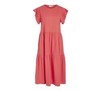 Sommerkleid VILA "VISUMMER S/S MIDI DRESS - NOOS", Damen, Gr. XXL, N-Gr, dubarry, Jersey, Obermaterial: 50% Baumwolle, 50% Polyester, unifarben, modisch, loose fit, Rundhals, Kurzarm, Kleider (8934520