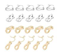 Visxcnu 20Pcs Edelstahl Clip-On Ohrringe schmerzfrei & nicht durchbohrt, goldene Edelstahl Konverter-Clips für DIY Ohrringe, 12 mm lang - ideal für Mädchen,für Schmuckherstellung