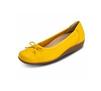 VITAFORM® Ballerinas Damen I Slip Ons Sommer-Schuhe I Brautschuhe flach I 100% Exklusives Hirsch-Leder I Sportlich-Elegant Klassisch I Weite H Zitrone, 37