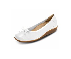 VITAFORM® Ballerinas Damen I Slip Ons Sommer-Schuhe I Brautschuhe flach I 100% Exklusives Hirsch-Leder I Sportlich-Elegant Klassisch I Weite H weiß, 42