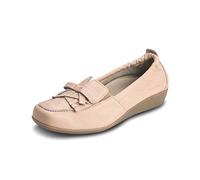 VITAFORM® Mokassins für Damen | Slipper | atmungsaktives Hirschleder | Shock Absorber | austauschbares Luftpolster-Fußbett | weich und geschmeidig | für Normale bis kräftigere Füße | Coral-Pink 40