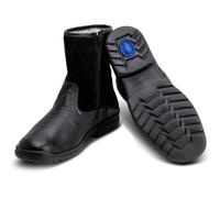 VITAFORM Stiefel Lammfell gefüttert für Herren | Stiefelette mit rutschhemmender Sohle | Weiches Velour- und Nappaleder | Warme Schuhe für den Winter | Reißverschluß schwarz, 46