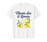 Vitamin Sea and Lemons - Aquarell Summer Coastal Art T-Shirt