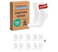 Vitasox 10 Paar Diabetikersocken für Herren, Weiß 35/38, venenfreundliche Diabetiker Socken aus Baumwolle, ohne Gummibund, Gesundheitssocken gegen Einschneiden & Drücken, extra dehnbar, 11126