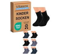 Vitasox 21096 Kinder Jungen Mädchen Socken Kindersocken Kindersöckchen Baumwolle einfarbig bunt ohne Naht 6er Pack 35/38
