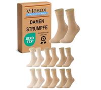 Vitasox Damensocken, Natur-Töne 6 Paar 35-38, aus Baumwolle ohne Gummi und ohne Naht, hochwertige einfarbige Damen Socken, atmungsaktive Qualität mit weichem Bund für Frauen, 13318