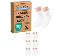 Vitasox Mädchen Kinder Socken Rüschen Rüschensocken Kindersocken Baumwolle ohne Naht weiß 3er oder 6er Pack