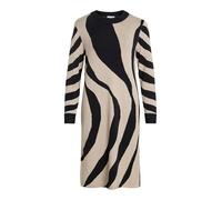 Midikleid VILA "VITIF CREWNECK KNIT MIDI DRESS- NOOS", Damen, Gr. XS, N-Gr, natural melange detail:schwarz, animal, Feinstrick, Obermaterial: 50% Viskose, 28% Polyester, 22% Nylon, gemustert, regular