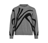 Vila Strickpullover VITIF Jacquard Langarm – Viskose-Mix Grau Melange L