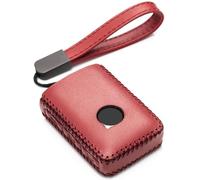 Vitodeco Echtleder-Smart-Schlüsselanhänger-Schutzhülle mit Leder-Schlüsselanhänger für Volvo XC60, XC90, S90, V90, 4 Tasten, rot