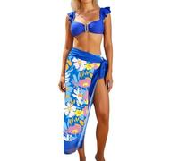 Viunychn Bikini Damen Set Push Up Curvy High Waist Sexy Wickeloptik Schnürende Bademode Badebekleidung Extrem Bustier String Casual Bauch Weg Zweiteiliger Badeanzug