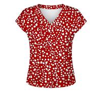 Viunychn Blusenshirt Oversize V Ausschnitt Tshirt Elegant Kurzarm T-Shirt Basic Sommer Tops Weiche Mit Aufdruck Boho T Shirts Lässig Longshirt Große Größen Sport Sportshirt Tailliert Oberteil