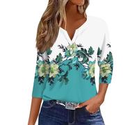Viunychn Blusenshirt V Ausschnitt Elegant Tshirt Oversize Kurzarm T-Shirt Sommer Basic T Shirt Weiche Boho Mit Aufdruck Longshirt Lässig Sportshirt Große Größen Tailliert T Shirts Vintage Oberteil