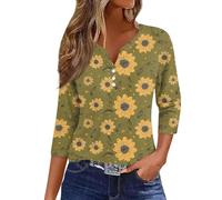 Viunychn Blusenshirt V Ausschnitt Elegant Tshirt Oversize Kurzarm T-Shirt Sommer Basic T Shirt Weiche Boho Mit Aufdruck Longshirt Lässig Sportshirt Große Größen Tailliert T Shirts Vintage Oberteil