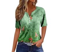 Viunychn Damen Tshirt Oversize Rundhals T-Shirt Basic Tops Sommer Kurzarm Mit Aufdruck Oberteil 3/4 Arm Shirt Vintage Longshirt Sport T Shirts Lässig Blusenshirt Große Größen Sportshirt Damenblusen