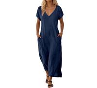 Viunychn Elegante Kleider Damen,Boho Kleid Elegant Lang Sommerkleid Festliche Maxikleid Kleidung Große Größen Sommer Partykleider Tunika Kleider Damenkleid mit Taschen Strandkleid