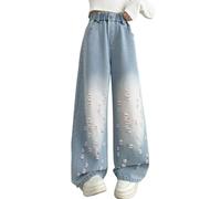 Viunychn Hosen Für Mädchen Straight Baggy Denim Hose Y2k Kinder Teenager Weite Jeans Mädchen Mit Gummibund Lang Wide Leg Sommerhose Stretch Loose Hosen Low Waist 2026 Sommer Sport Freizeithose