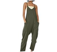 Viunychn Jumpsuits Für Damen Sommer Kuschelig Lang Sport Jumpsuits Latzhose Große Größen Mode Curvy Locker Lässiger Mit Weitem Bein Mit Träger Sommerhose Arbeitshose