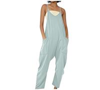 Viunychn Jumpsuits Für Damen Sommer Kuschelig Lang Sport Jumpsuits Latzhose Große Größen Mode Curvy Locker Lässiger Mit Weitem Bein Mit Träger Sommerhose Arbeitshose