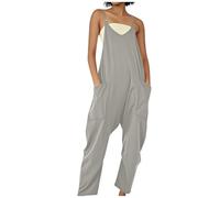 Viunychn Jumpsuits Für Damen Sommer Kuschelig Lang Sport Jumpsuits Latzhose Große Größen Mode Curvy Locker Lässiger Mit Weitem Bein Mit Träger Sommerhose Arbeitshose