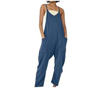 Viunychn Jumpsuits Für Damen Sommer Kuschelig Lang Sport Jumpsuits Latzhose Große Größen Mode Curvy Locker Lässiger Mit Weitem Bein Mit Träger Sommerhose Arbeitshose